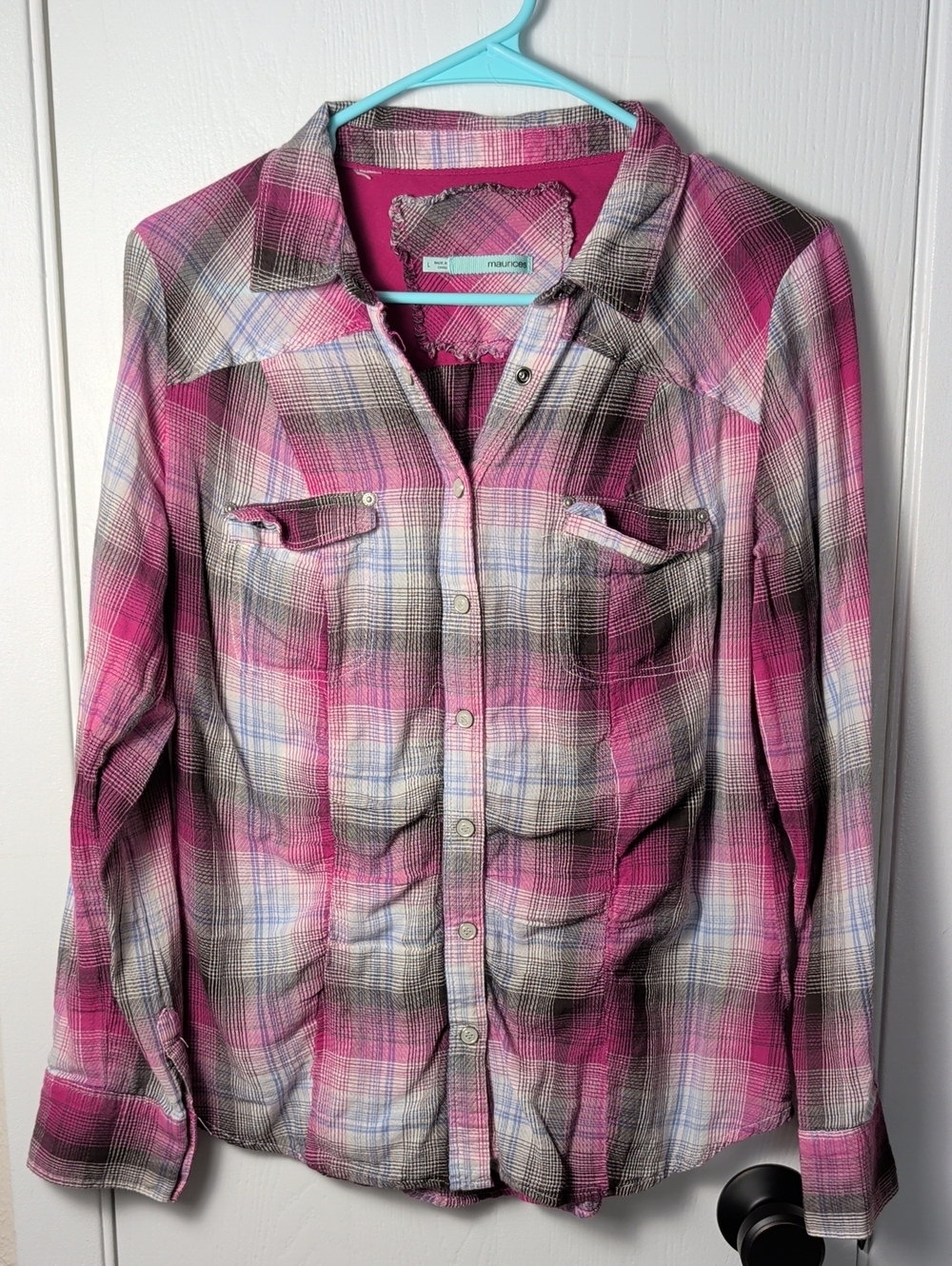 Maurices Large Plaid Blouse Ladies L